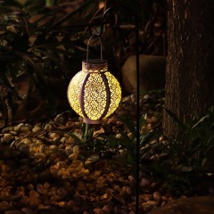 Solar powered lamp, European projection lamp, hollow out lamp, outdoor villa terrace decoration, wrought iron lantern