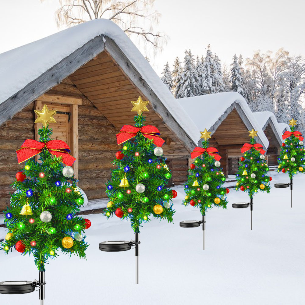 Outdoor solar powered Christmas tree ground mounted lights, festive atmosphere decoration, courtyard lawn garden landscape lights