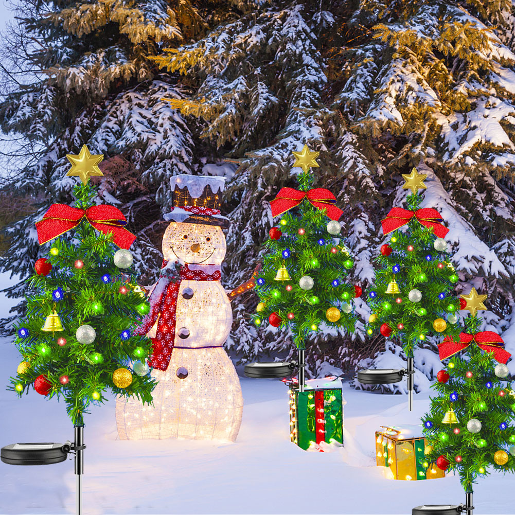 Outdoor solar powered Christmas tree ground mounted lights, festive atmosphere decoration, courtyard lawn garden landscape lights