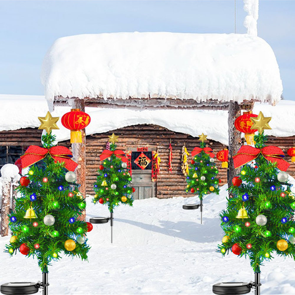 Outdoor solar powered Christmas tree ground mounted lights, festive atmosphere decoration, courtyard lawn garden landscape lights