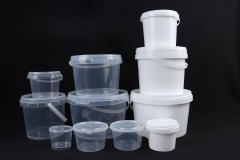 Cross border wholesale transparent white bucket, plastic round bucket, thickened food grade storage sealed bucket, hand-held packaging storage bucket