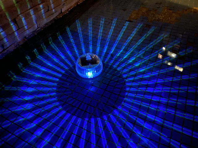 Solar powered floating light, courtyard pond floating light, 10CM floating landscape light, rainbow changing color light