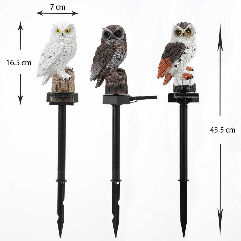 Outdoor Garden Owl LED Solar Light Courtyard Simulation Animal Resin Lawn Plug in Light