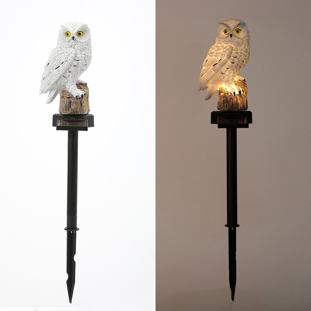 Outdoor Garden Owl LED Solar Light Courtyard Simulation Animal Resin Lawn Plug in Light