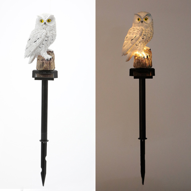 Outdoor Garden Owl LED Solar Light Courtyard Simulation Animal Resin Lawn Plug in Light