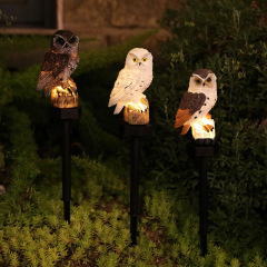 Outdoor Garden Owl LED Solar Light Courtyard Simulation Animal Resin Lawn Plug in Light