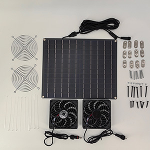 Single crystal 15W12V solar photovoltaic strip with two IPX7 waterproof fans for outdoor greenhouse sheds