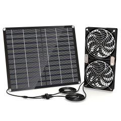 Single crystal 15W12V solar photovoltaic strip with two IPX7 waterproof fans for outdoor greenhouse sheds