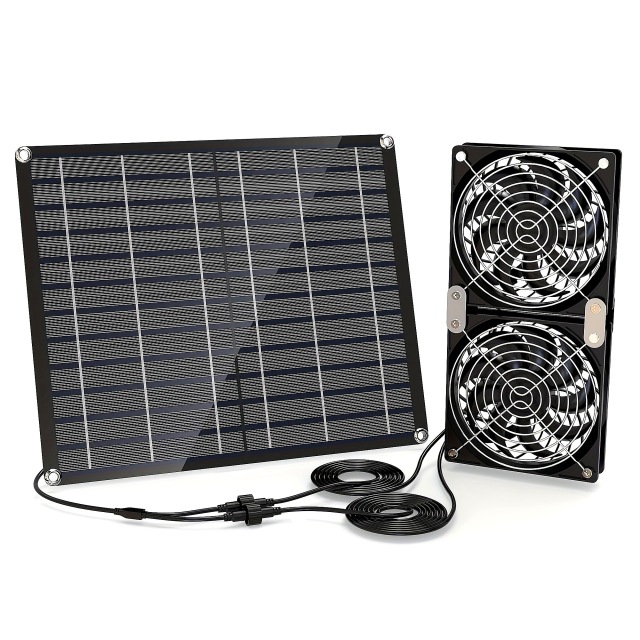 Single crystal 15W12V solar photovoltaic strip with two IPX7 waterproof fans for outdoor greenhouse sheds