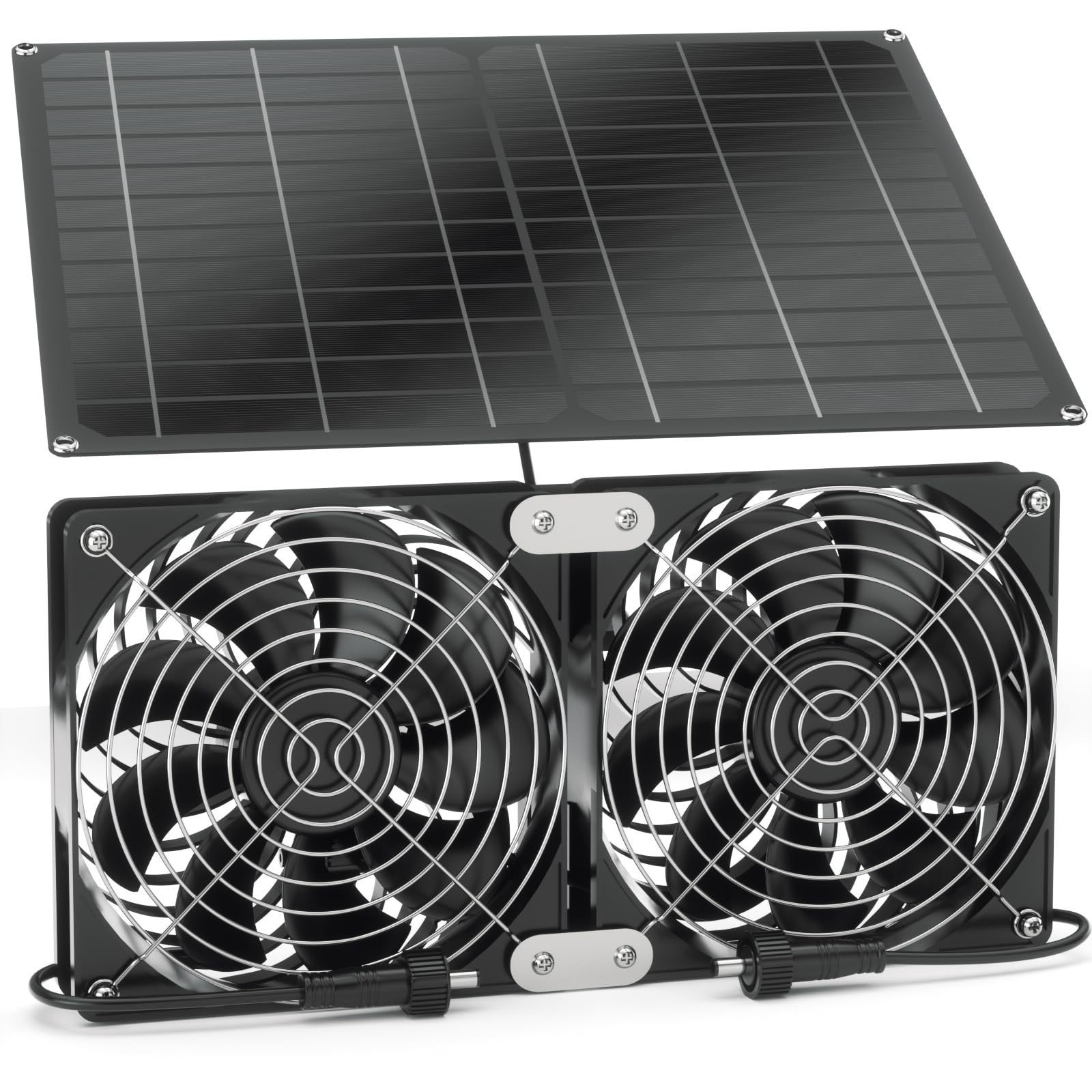 Single crystal 15W12V solar photovoltaic strip with two IPX7 waterproof fans for outdoor greenhouse sheds