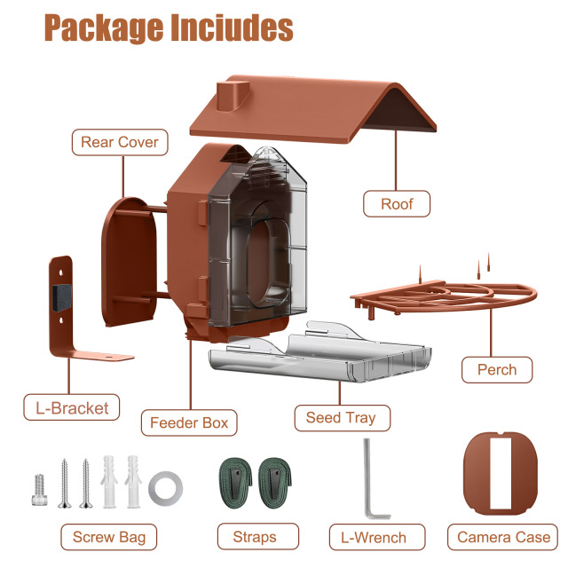Intelligent AI recognition bird feeder solar powered camera outdoor high-definition bird watching device