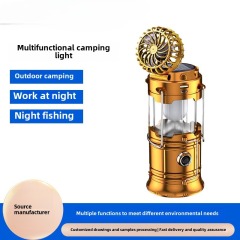 Solar powered fan camping light, outdoor tent light, multifunctional emergency light, extendable lighting fixture