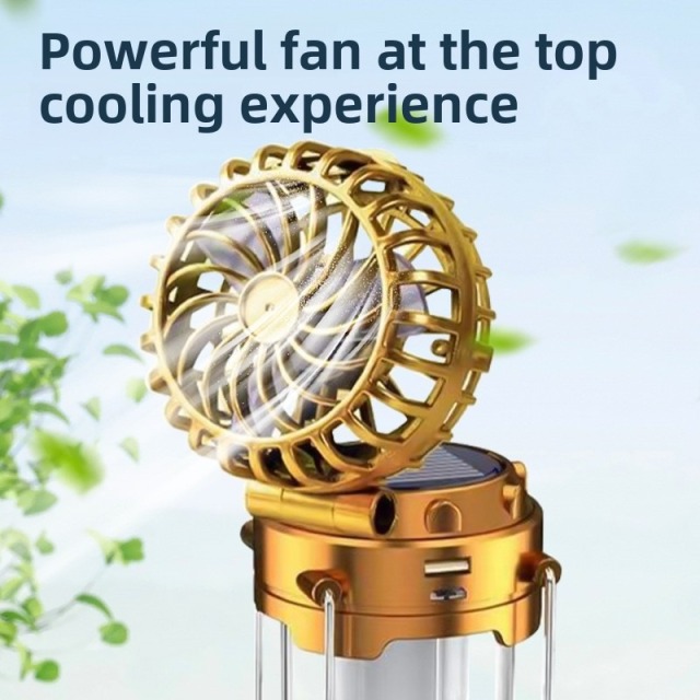 Solar powered fan camping light, outdoor tent light, multifunctional emergency light, extendable lighting fixture