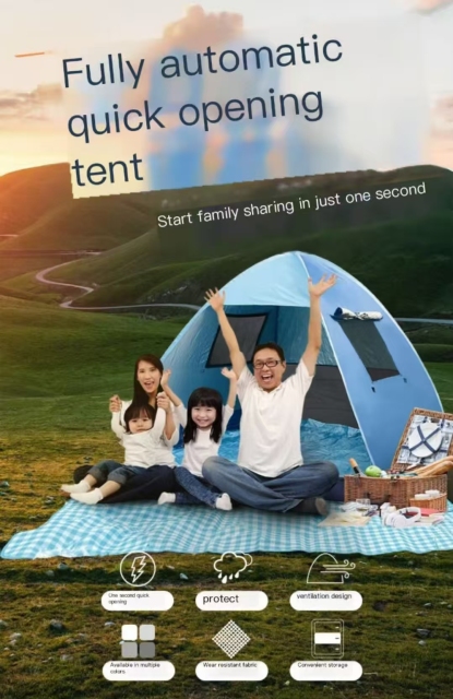 Automatic Quick Open Sunshade Folding Tent Outdoor Beach Tent Portable Sun Protection Beach Tent