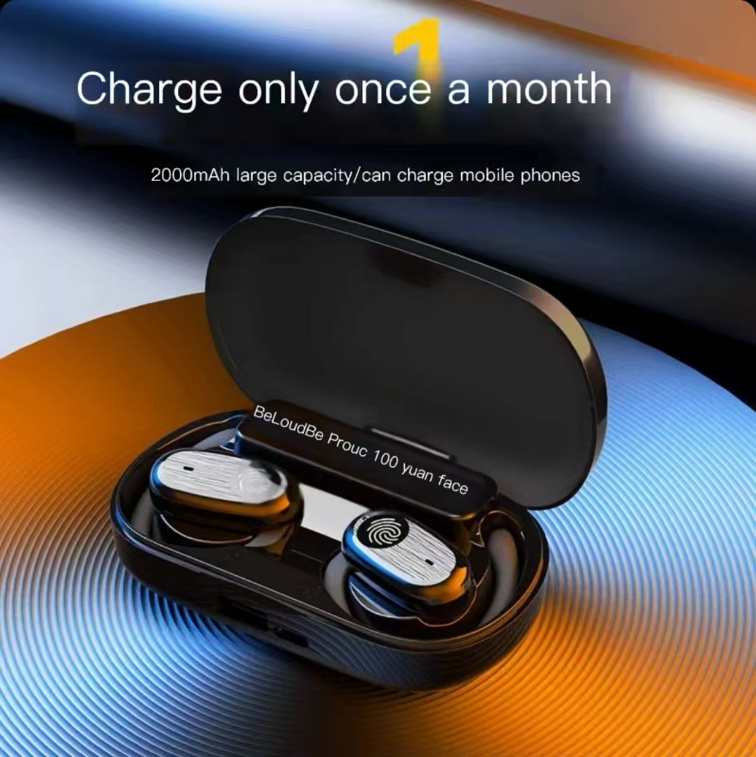 Wireless Bluetooth earphones with reverse phone charging, 2600mAh large-capacity battery, long-lasting, noise-canceling, high-quality sound for calls