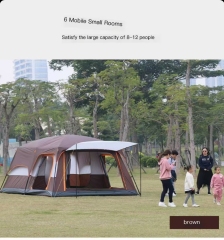 Outdoor Tent with Two Rooms and a Living Area, Large Space Camping Gear, Portable Foldable, Sun and Rain Protection for Park Picnics