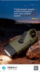 Earthquake Disaster Prevention Multifunctional Camping Emergency Light Outdoor Lighting Rechargeable Solar Hand-Crank Flashlight