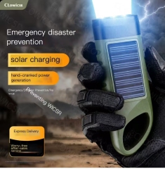 Earthquake Disaster Prevention Multifunctional Camping Emergency Light Outdoor Lighting Rechargeable Solar Hand-Crank Flashlight