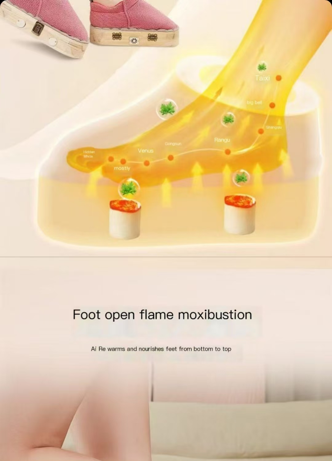 Moxibustion shoes usable all year round, foot moxibustion solid wood box hot compress boots, warm feet shoes, portable foot moxibustion heater shoes