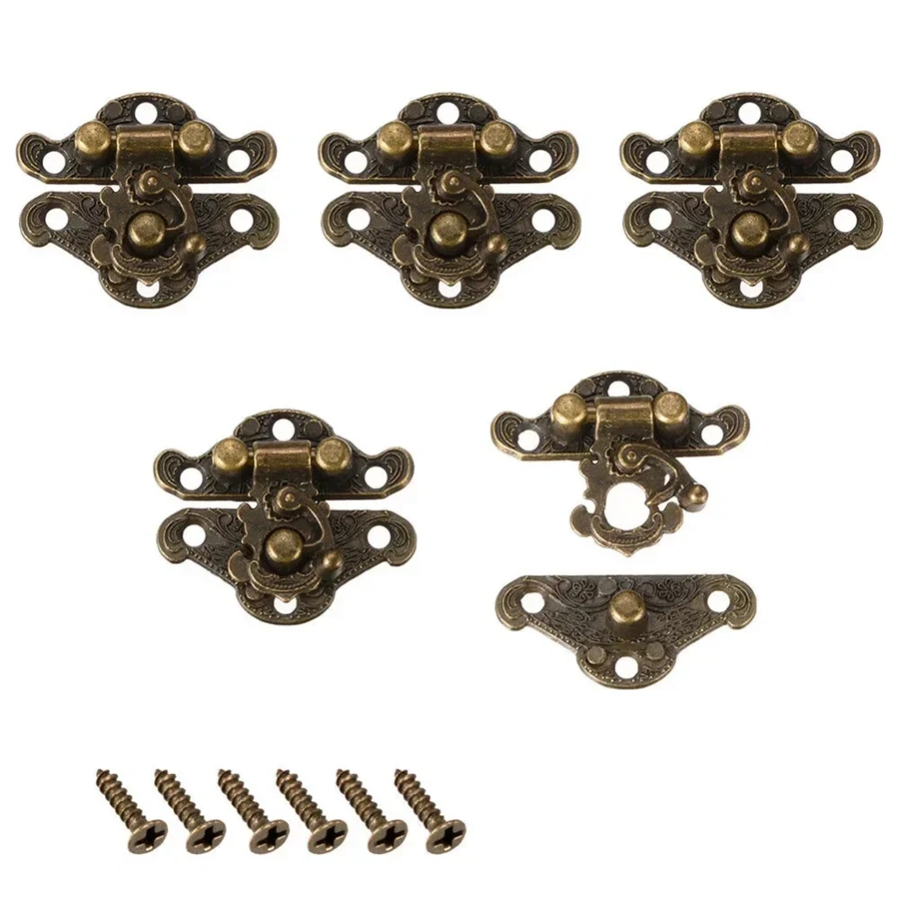 4pcs Wooden Box Latches Buckle Antique Suitcases Luggage Hasp Alloy Wine Box Hinge Buckle Decoration Hardware Accessories