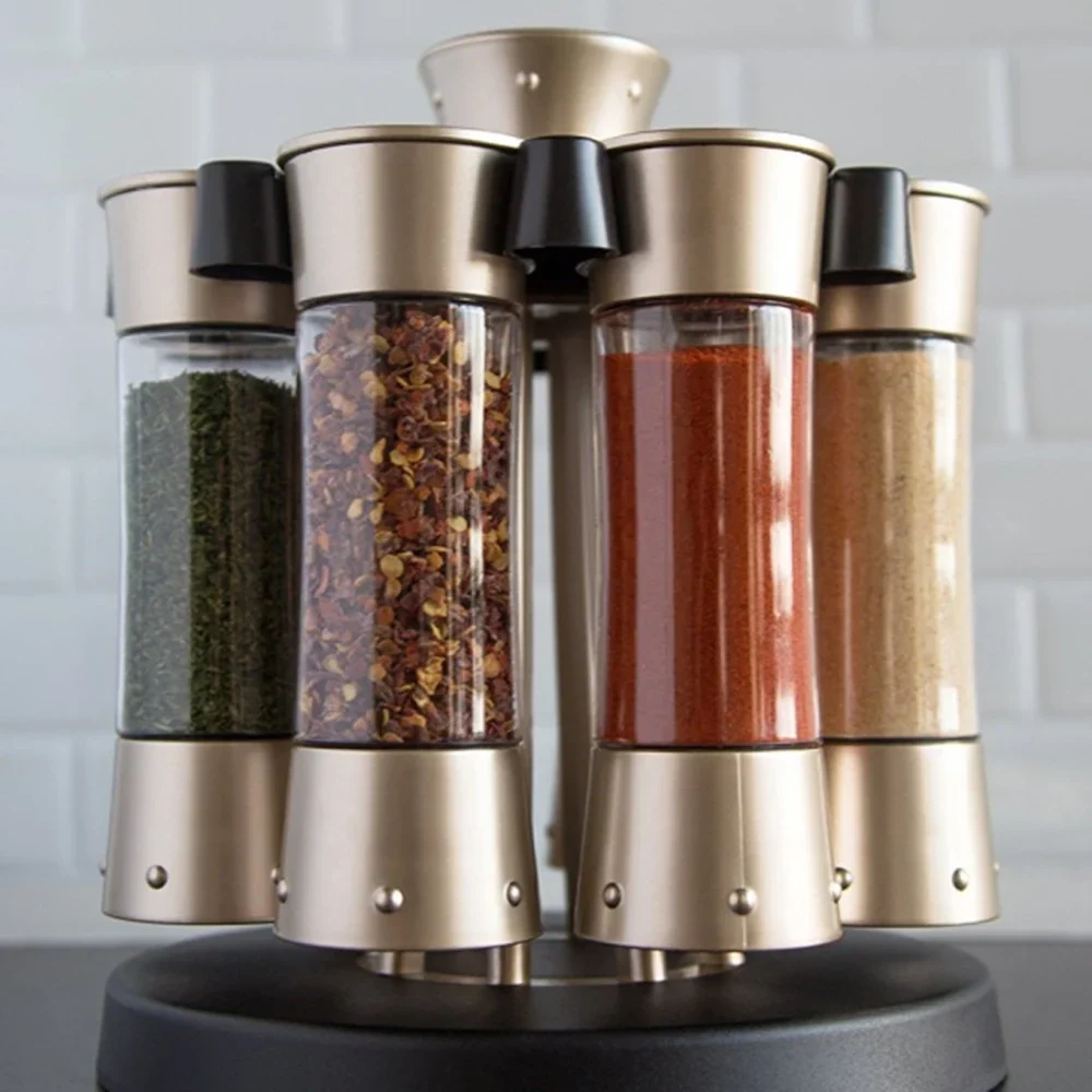Intuitive Multi-Purpose 360 Rotating Rack Seasoning Jar for Kitchen Spices Pepper Salt Coffee Sugar Sealed Container Tools