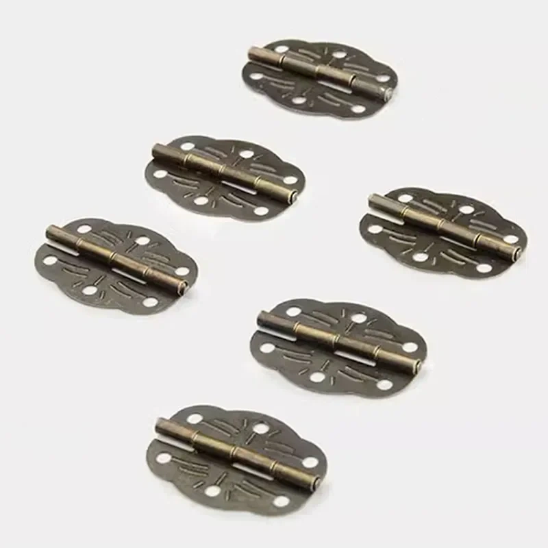 6pcs Mini Door Hinges Bronze Cabinet Drawer Hinges Decoration Jewellery Box Decorate Hinge For Furniture Hardware 30x22mm