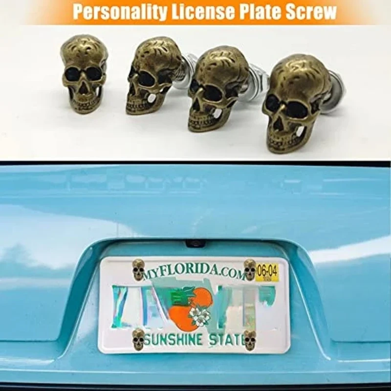 4pc cool Truck License Plate Frame Screws  Motor License Plate Bolts Stainless Steel Spikes Fastener for Car Motorbike Trim Kits