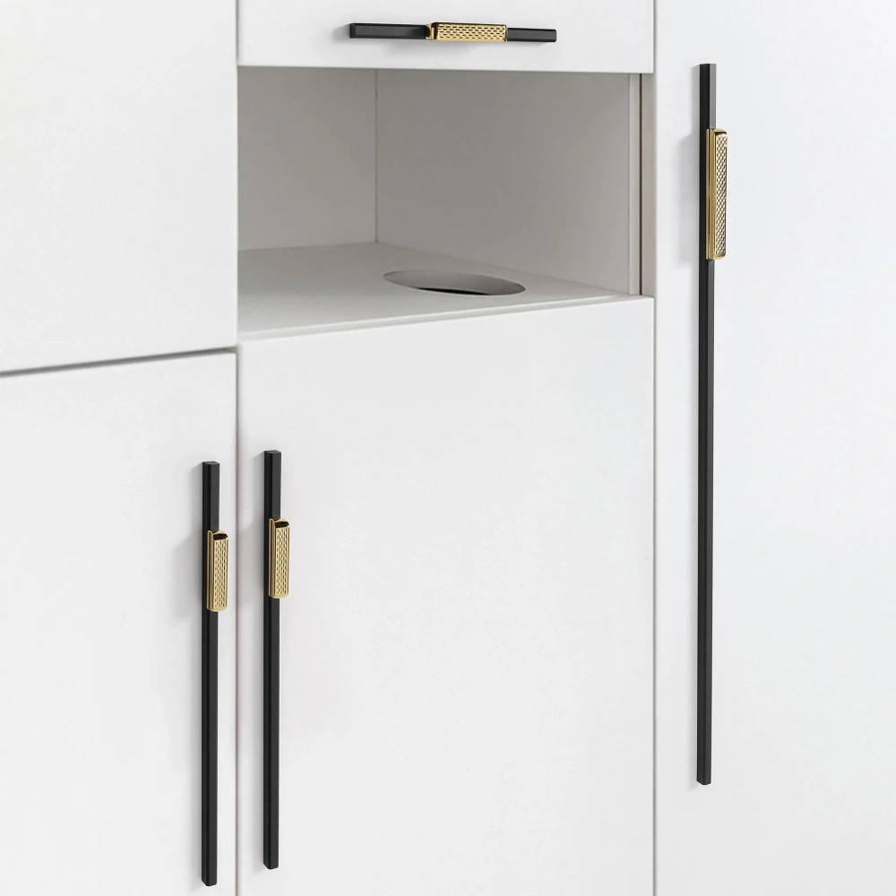 Gold Cabinet Simple Nordic Wardrobe Door Handle Black and Gold Simple Drawer Cabinet Wine Cabinet Furniture Hardware Door Handle