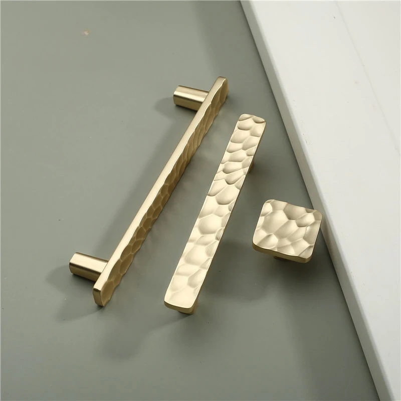 New French Style Wardrobe Door Handle Gold Creative Hammer Pattern Light Luxurious Cabinet Door Handle Drawer Handle