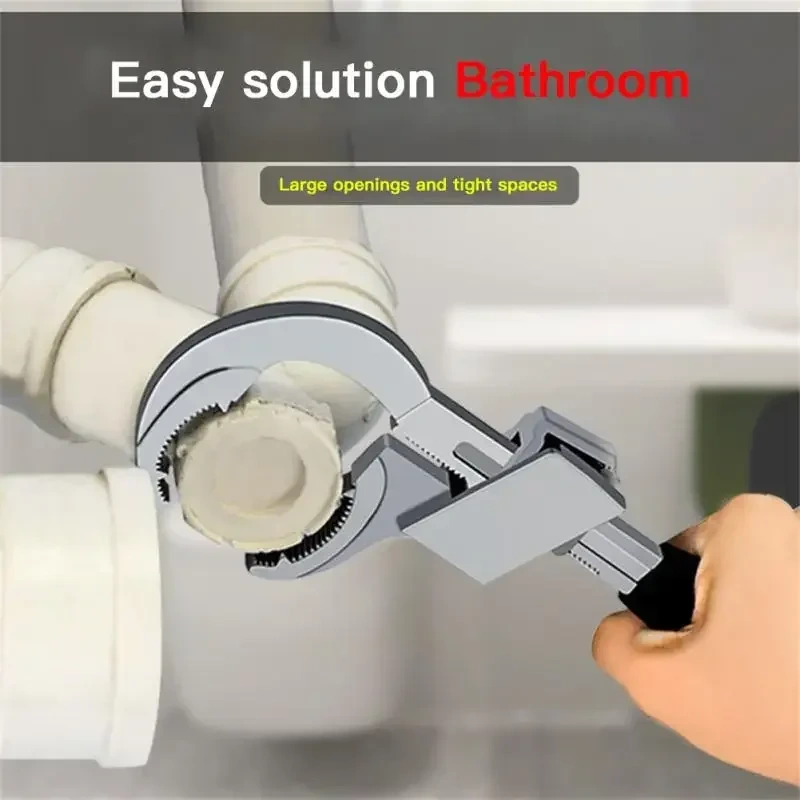Adjustable Wrench Short Handle Repairing Large Opening Spanner Basin Sink Multifunctional Faucet Pipe Tubing Hand Tool Durable