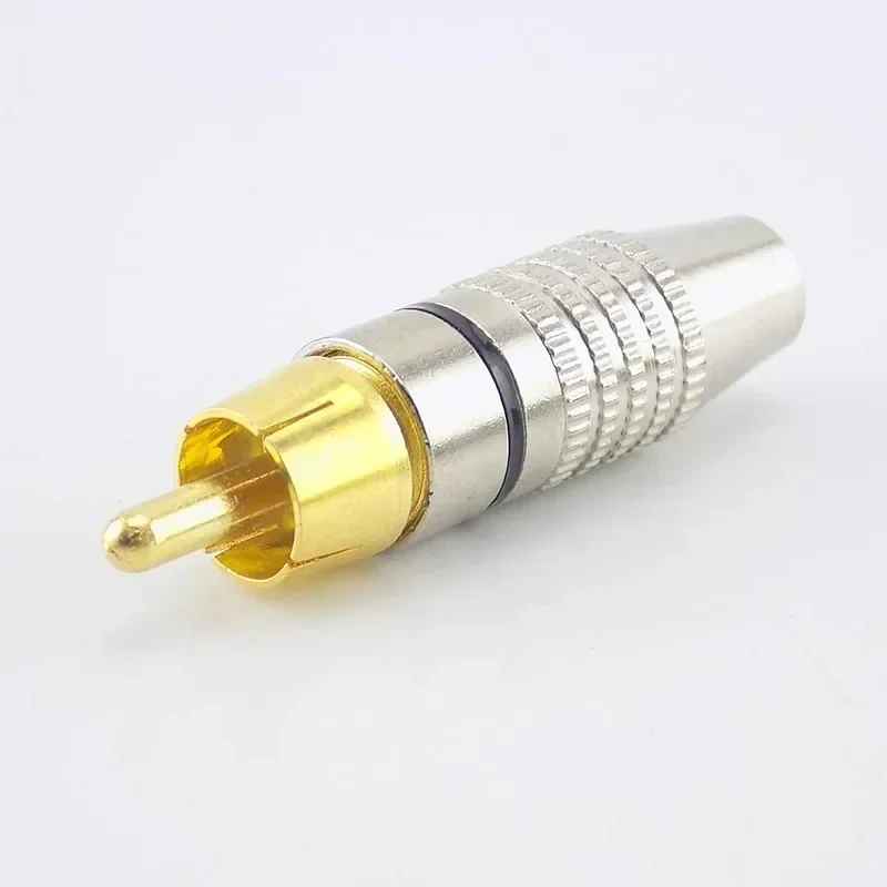 10pcs RCA Male Plug Connector Non Solder AV Audio Video Locking Cable Plug Adapter solderness for Video CCTV Camera Security
