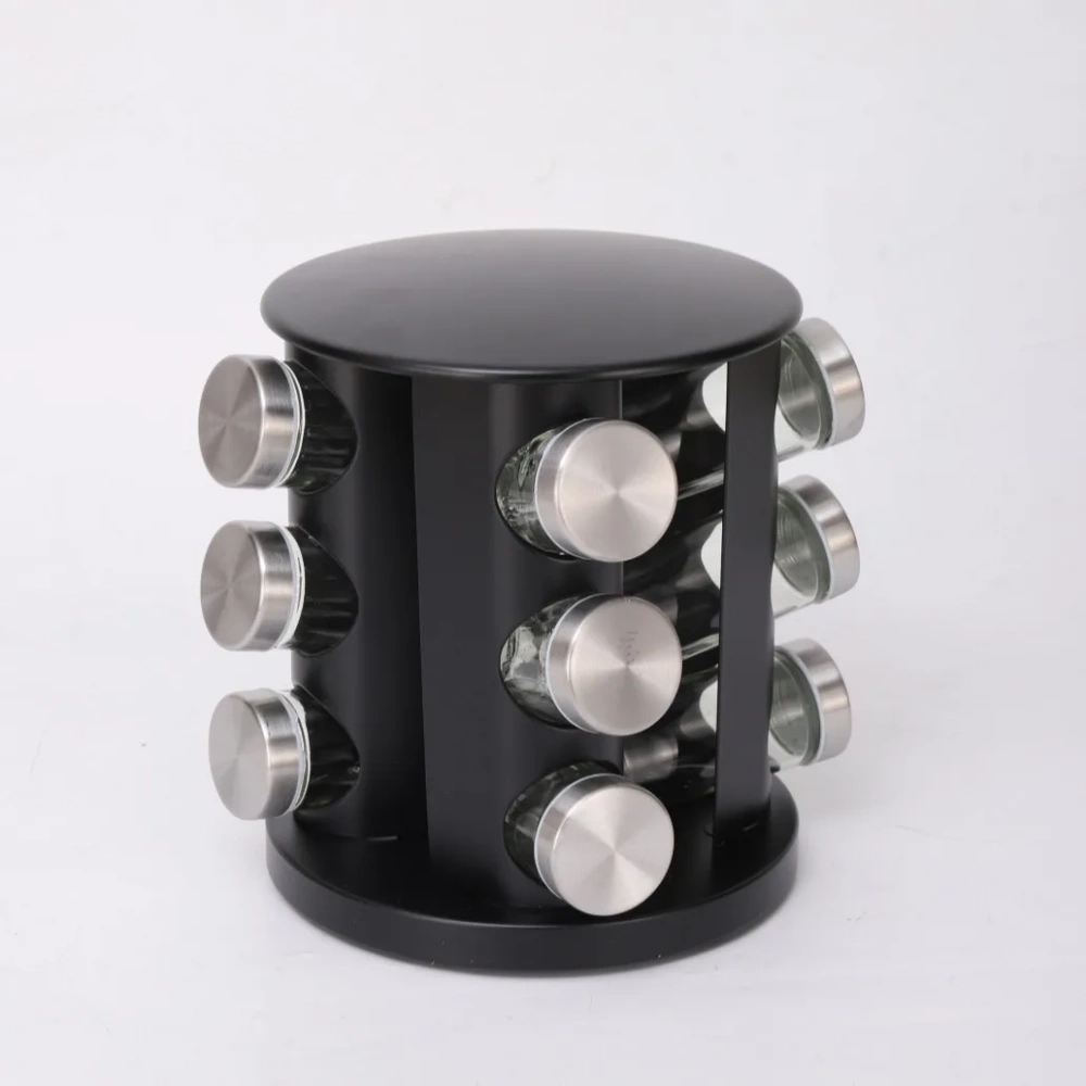 12 jar Stainless Steel Rotating Spice Rack Nordic Style Kitchen Dedicated 360-degree Lazy Susan Corner Stand for Spice Bottles