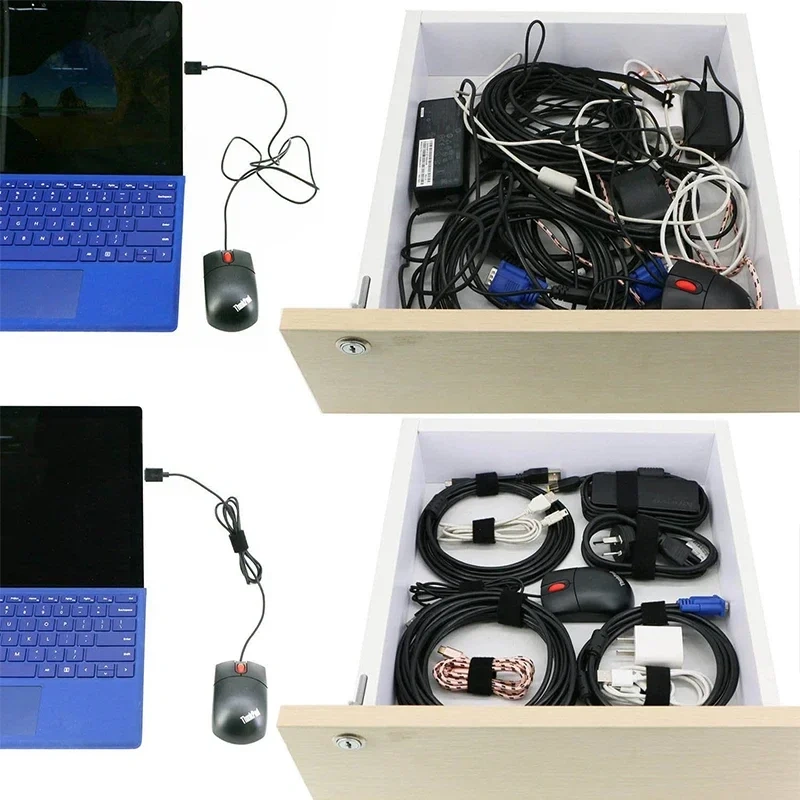 5M Reusable Fastening Tape Cable Ties Double Side Hook Roll Hook and Loop Straps Wires Cords Organizer