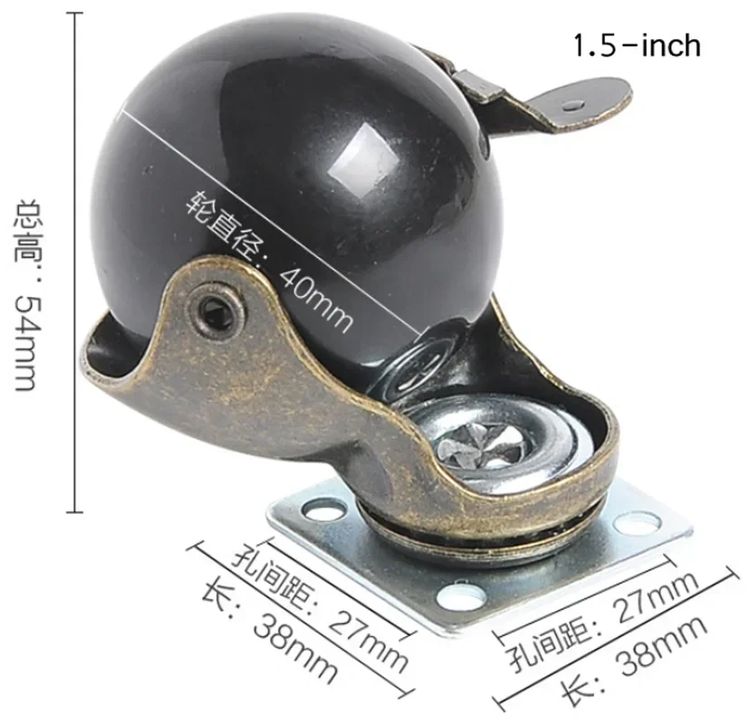 4pcs 2 inches caster 50mm Bearing Capacity 30kg Black Trolley Wheels Caster Rubber Swivel Casters for Office Chair Sofa Platform
