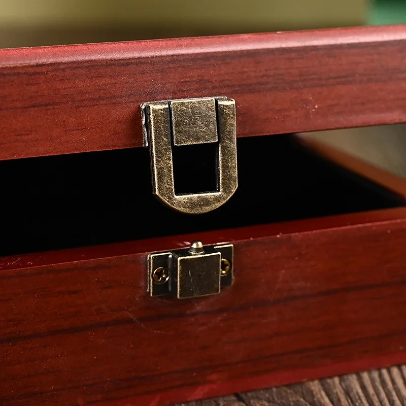2pc Retro Jewelry Chest Gift Wine Wooden Box Case Toggle Latch Suitcase Hasp Lock Hardware decorative small square buckle