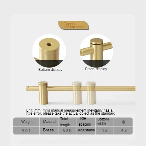 Adjustable！A Luxury Solid Brass Long Handle With Adjustable Pitch Modern Gold Wardrobe Cabinet Glass Door Handles Drawer Pulls