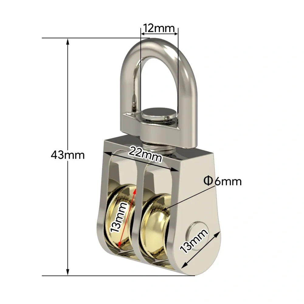1pcs 43/58/86mm Single/Double Wheels Metal Sheave  Zinc Alloy Pulley Crown Block and Tackle Lifting Wheel Mini Double Pulley