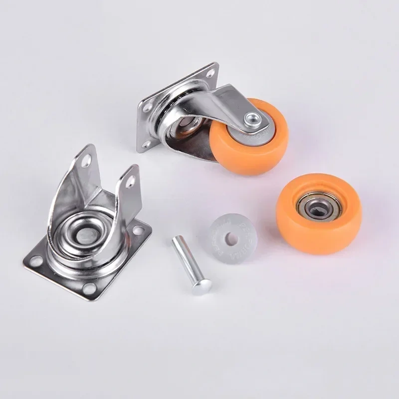 1pcs 1.5 inch Orange Swivel Castor Trolley Rubber Furniture Casters Wheels silent tatami drawer pulley roller directional wheel