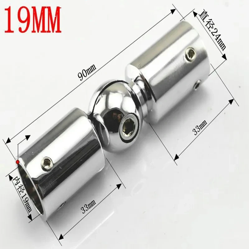 2Pc Stainless Steel Pipe Fitting 19/25 mm Shower Room Parts Rod Head Glass Bracket Fixing Hose Clamp Connection Universal Joint