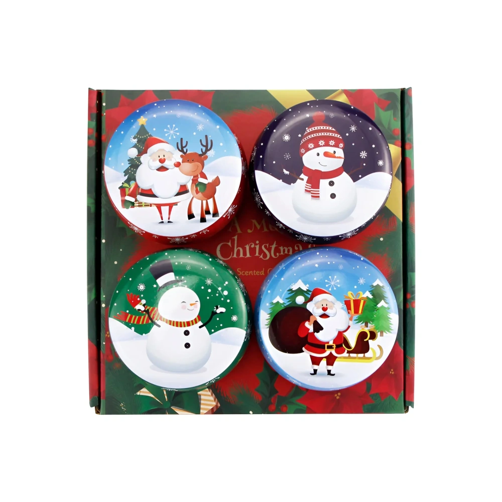 4pcs/set  Christmas Scented candles Soy Wax Candles Aromatherapie Geurkaars Gift Set, Luxe Santa Claus, Snowman Decoratie