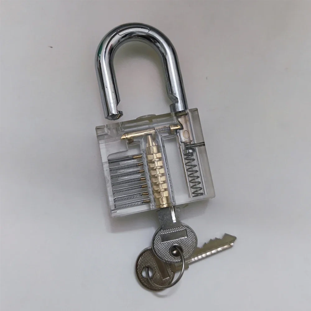 47x30mm Practice Lock Transparent Visible Locks Cutaway Practice View Padlock for Hardware Lock Training Skill Locksmith Tools