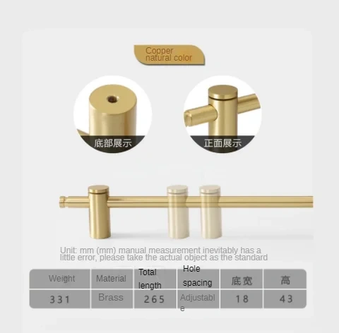 Adjustable！A Luxury Solid Brass Long Handle With Adjustable Pitch Modern Gold Wardrobe Cabinet Glass Door Handles Drawer Pulls