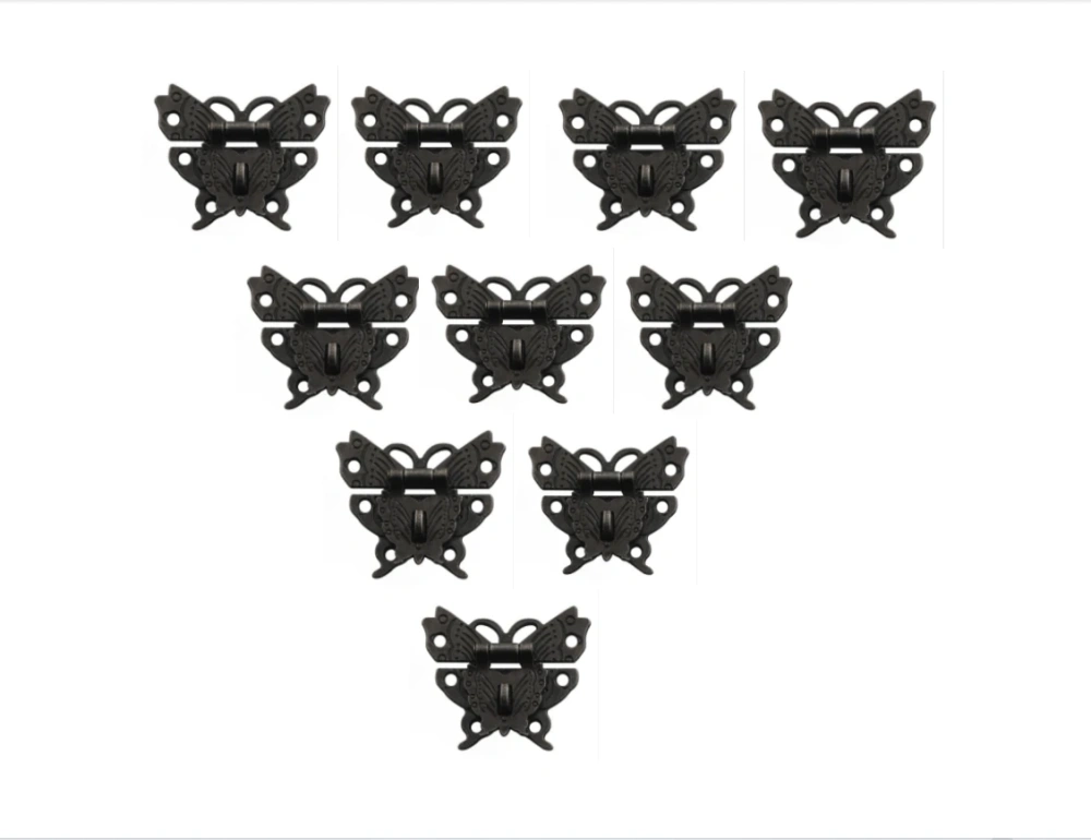 10PC Antique Alloy Butterfly Buckle Hasp Hasp Wooden Wine Box With Lock Buckle Padlock Hardware,Home Improvement,50*53mm