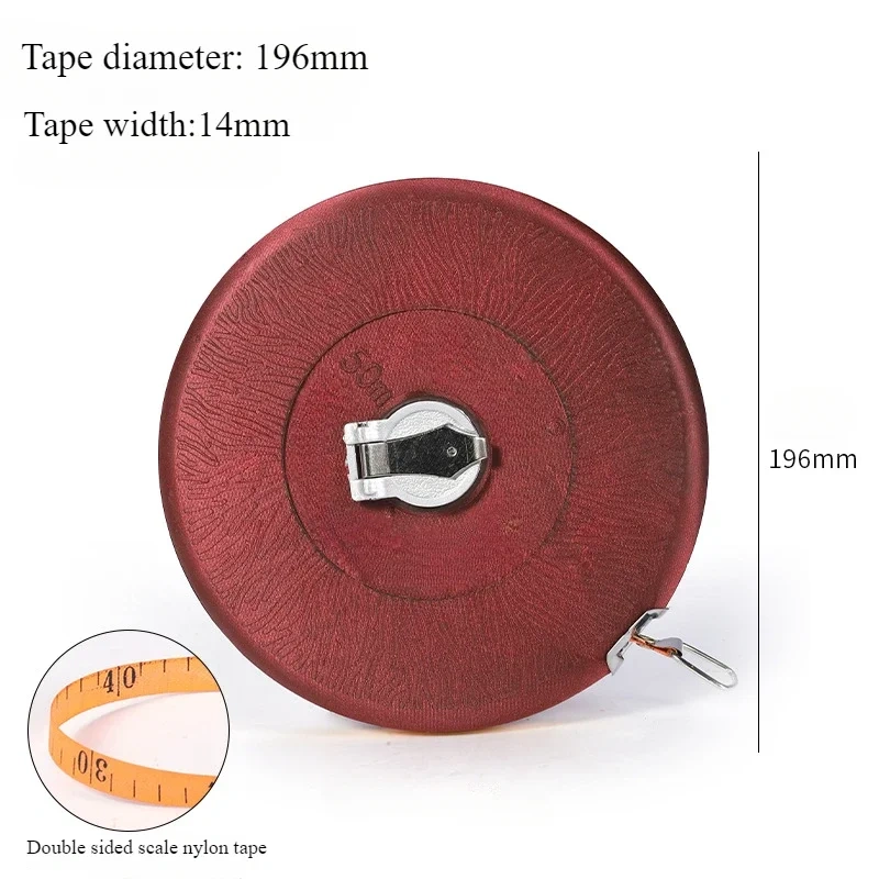 50M Fiber Tape Measure Engineering Grade Manual Measuring Tool Ruler Durable and Durable Meter Ruler Construction Measurement