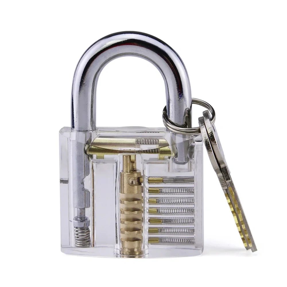 47x30mm Practice Lock Transparent Visible Locks Cutaway Practice View Padlock for Hardware Lock Training Skill Locksmith Tools