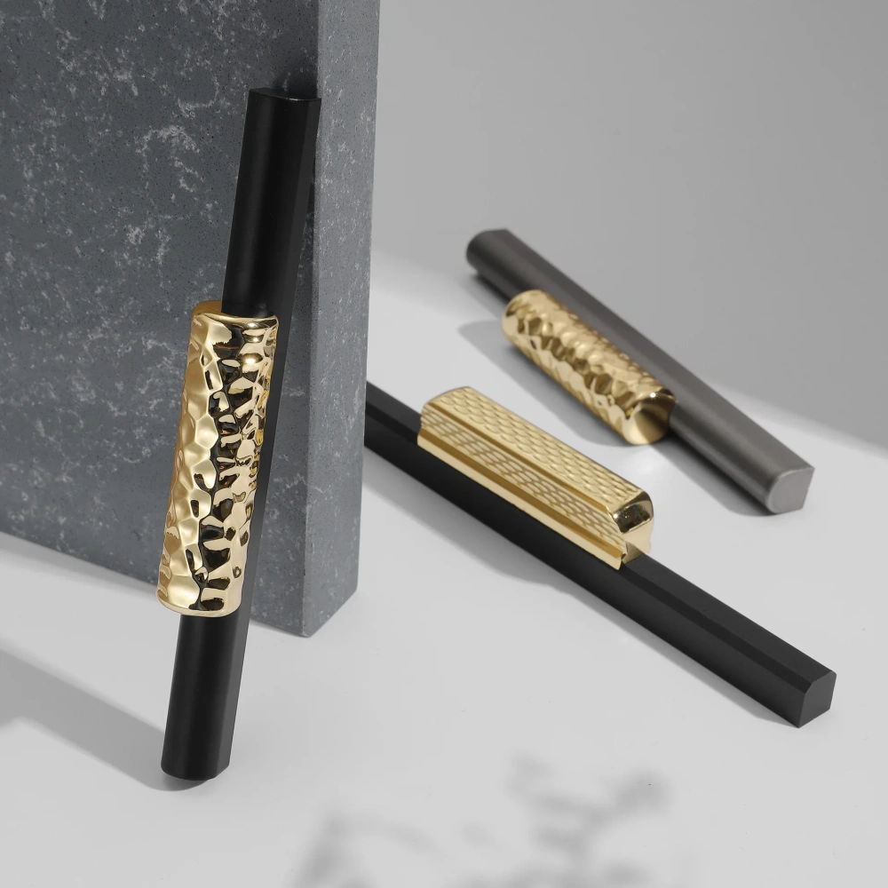 Gold Cabinet Simple Nordic Wardrobe Door Handle Black and Gold Simple Drawer Cabinet Wine Cabinet Furniture Hardware Door Handle