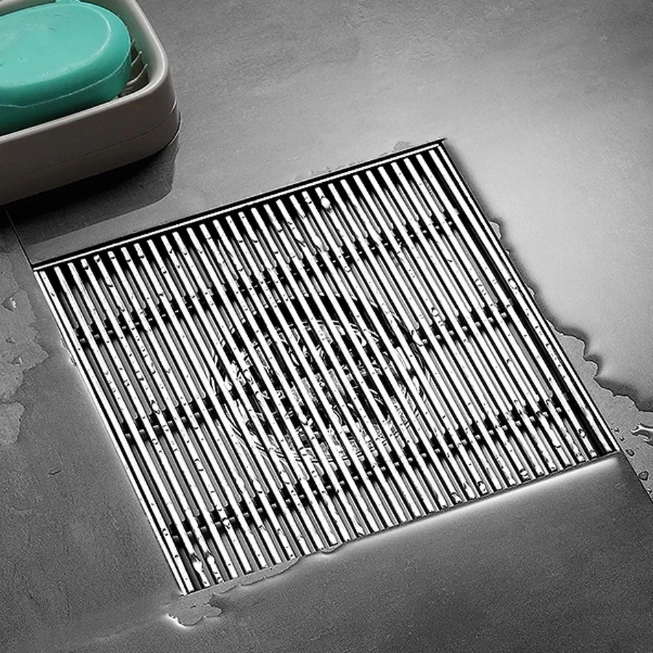 Floor Drains Cover 10/12/15/20cm,304 Stainless Steel Brushed Square Anti-odor Bathroom Shower Drainage Floor Drains， 싱크대