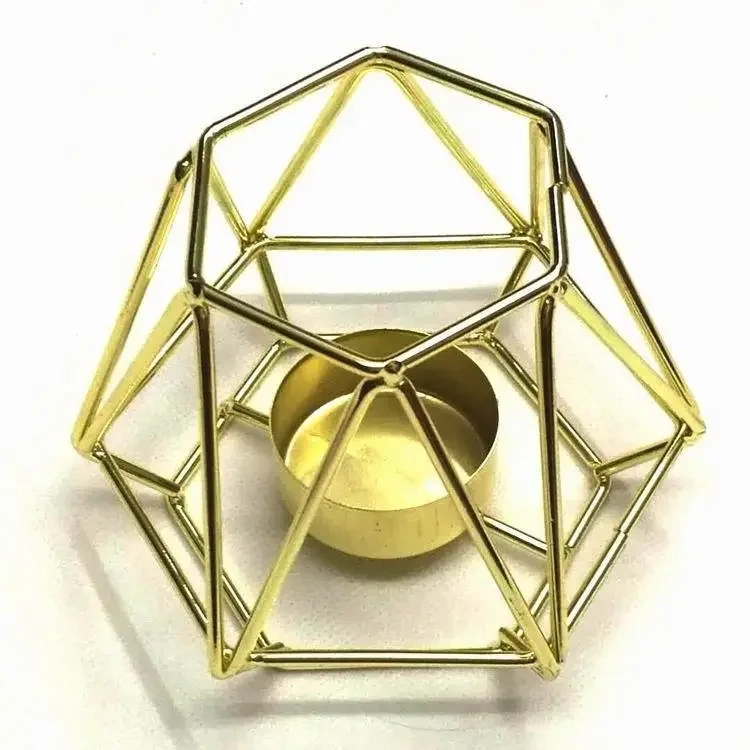 Gold Geometric Metal Tealight Candle Holders for Living & Bathroom Decorations  Centerpieces for Wedding&Dining Mood Candlestick