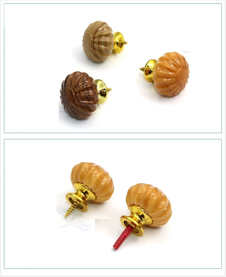 5pc Plastic imitation wood pumpkin handle, single-hole drawer cabinet door cabinet handle, furniture hardware handle