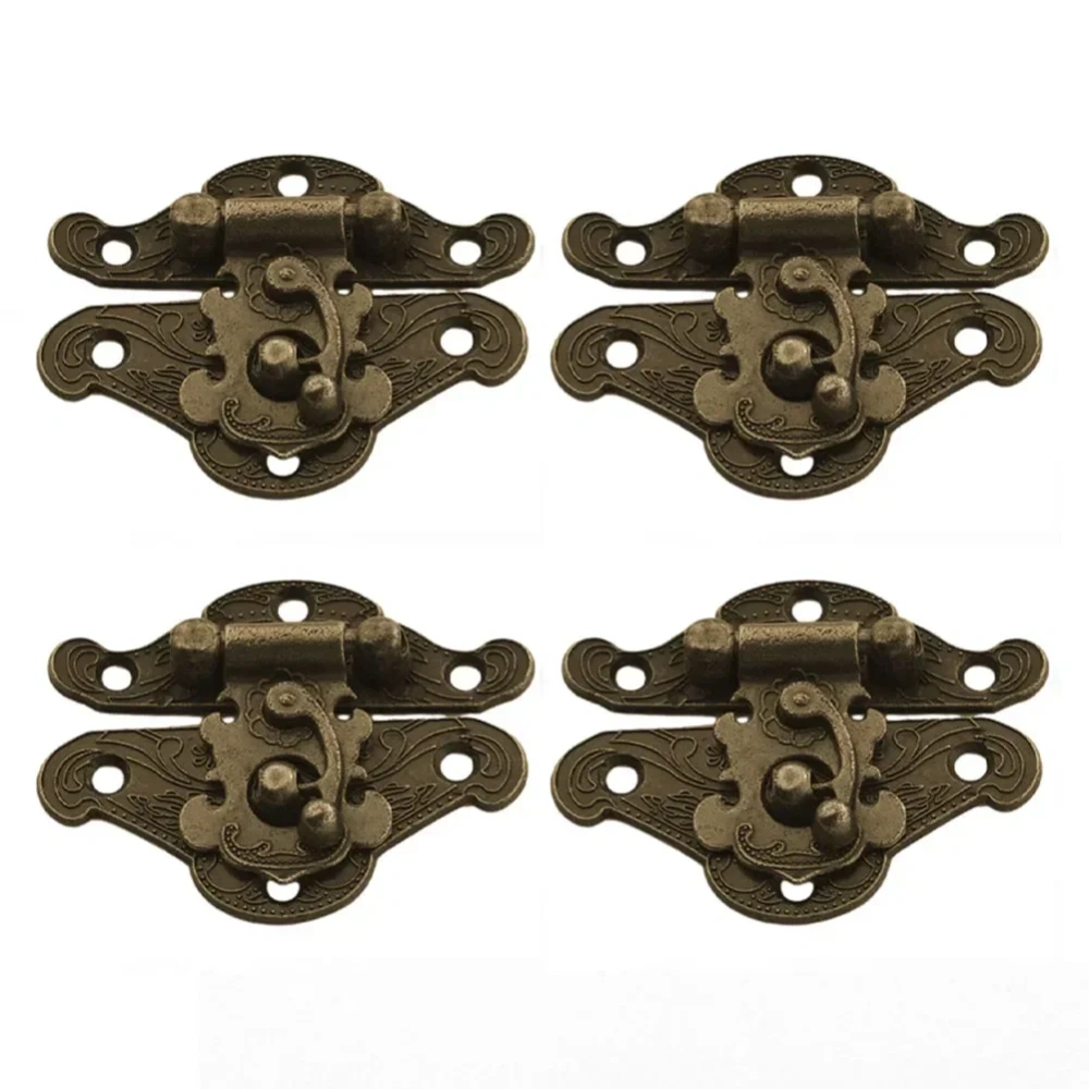 4pcs Wooden Box Latches Buckle Antique Suitcases Luggage Hasp Alloy Wine Box Hinge Buckle Decoration Hardware Accessories